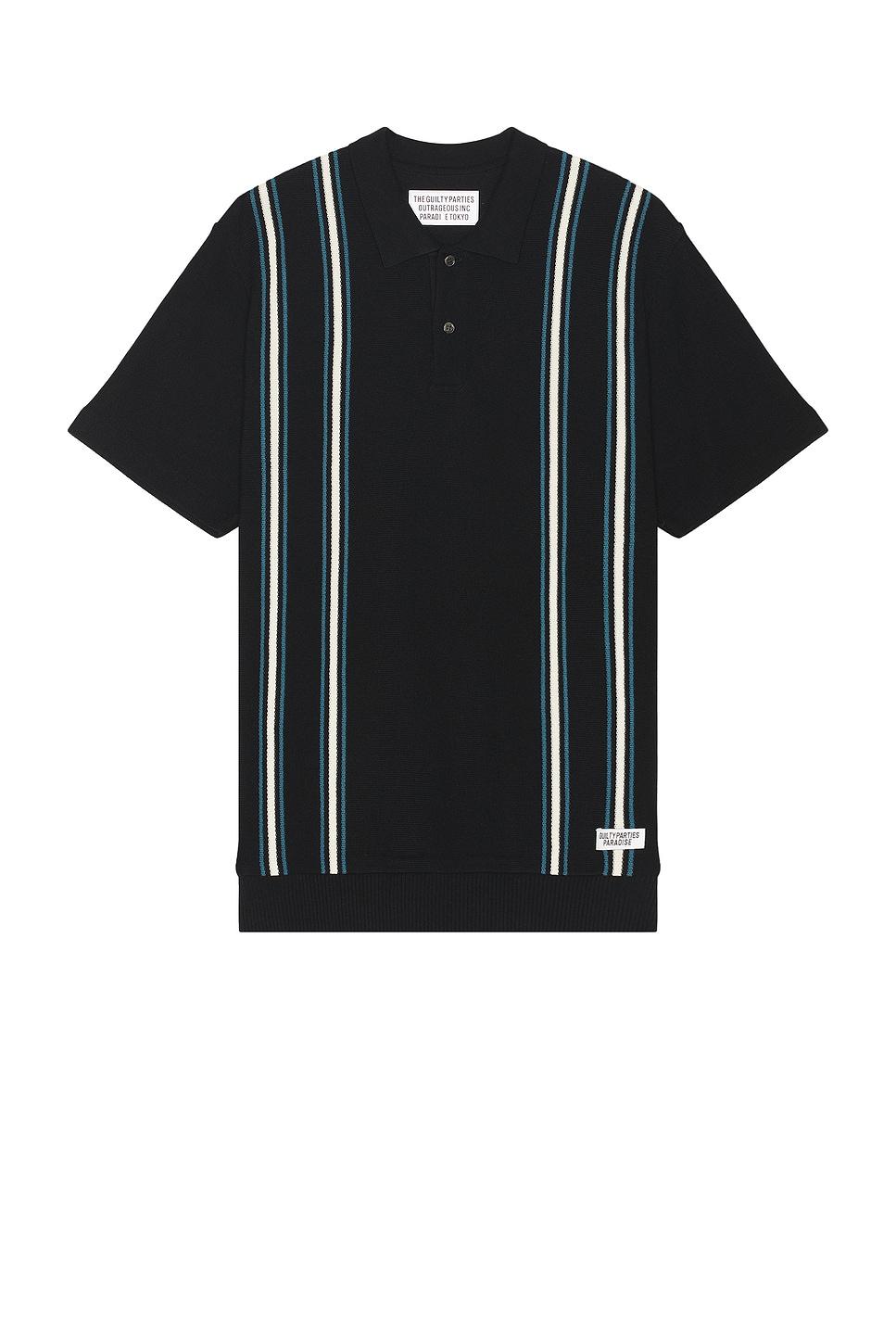 Striped Knit Polo Shirt Product Image