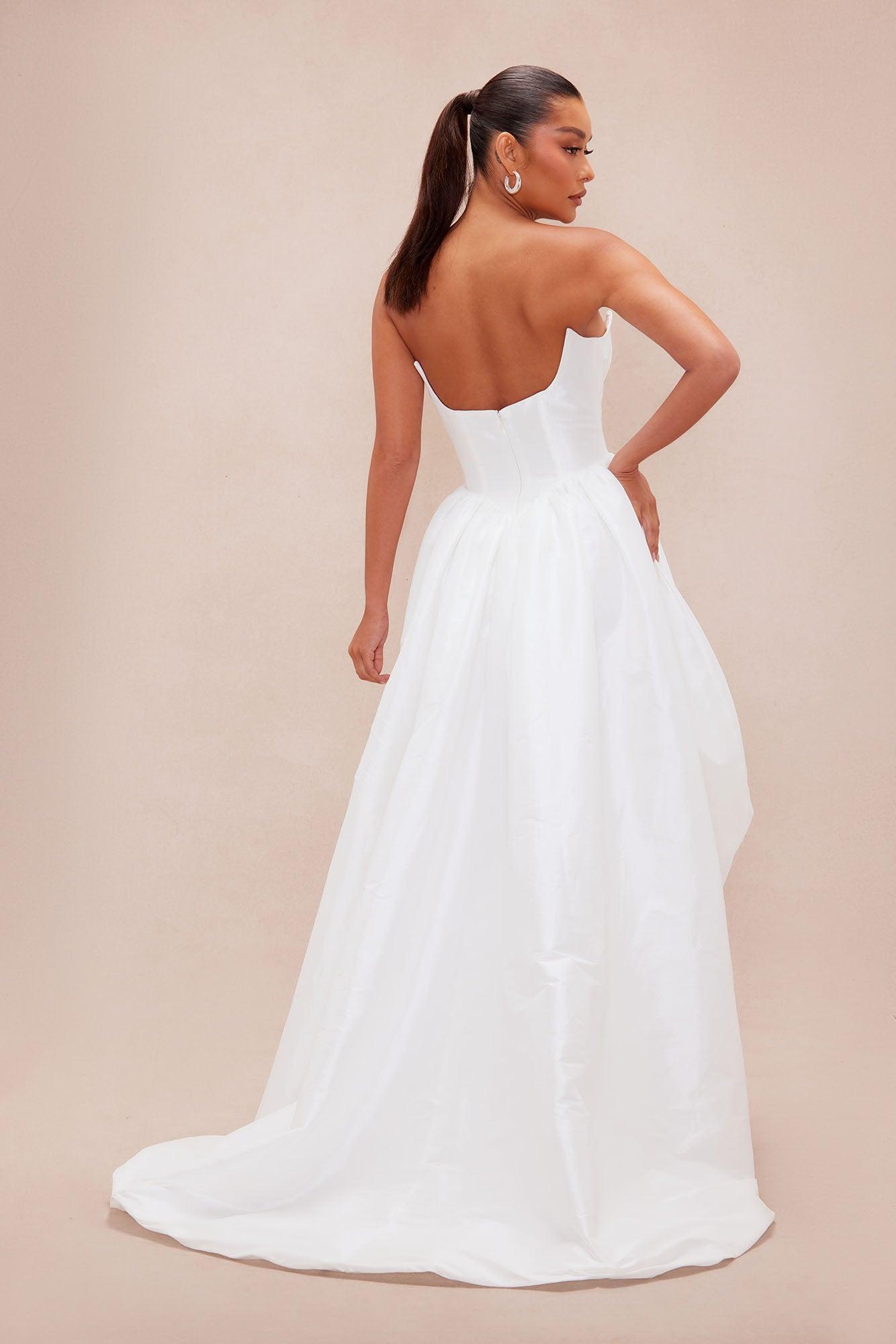 Aurora High Low Taffeta Gown - White Female Product Image