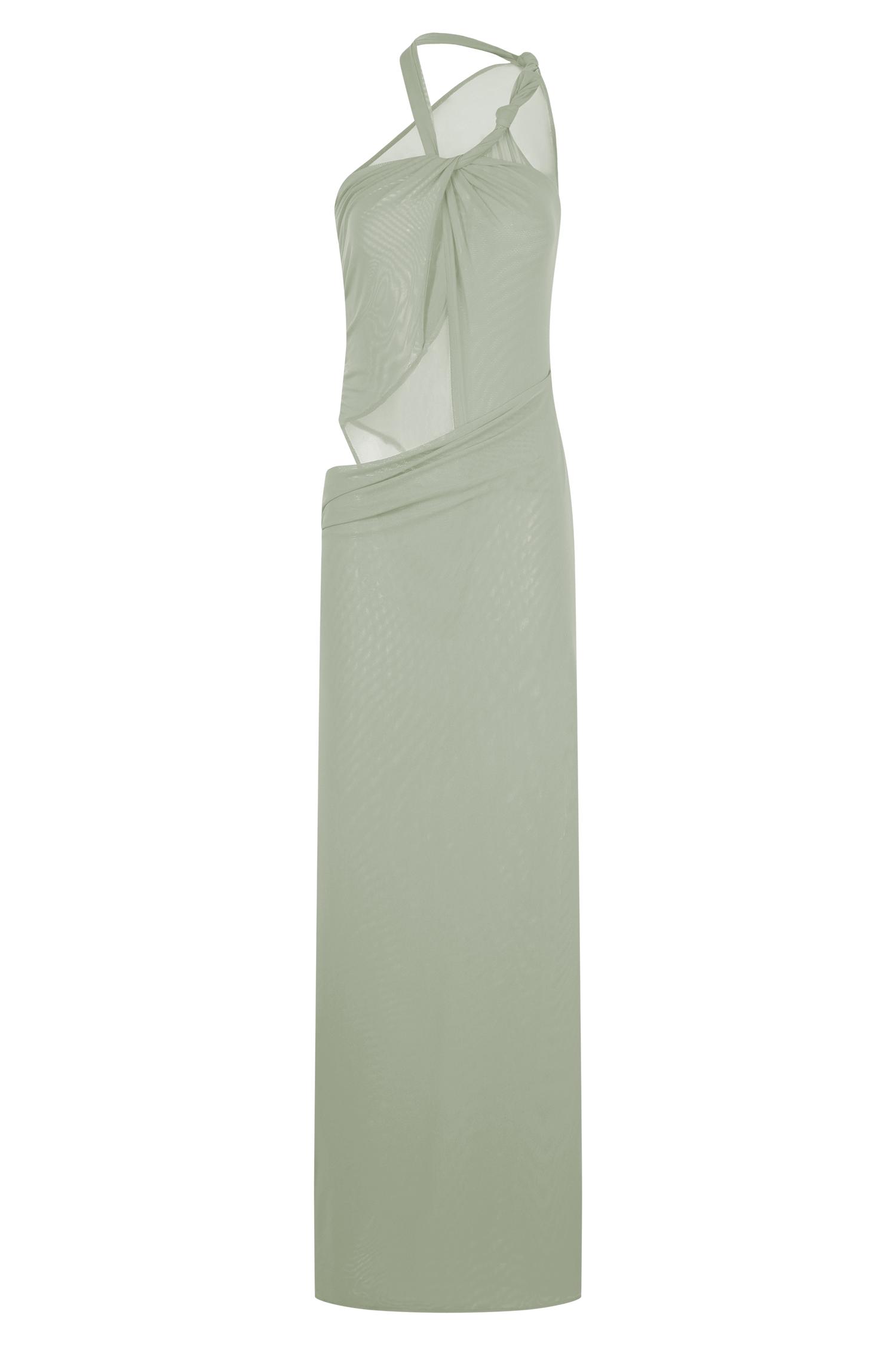 Edwina Knotted Mesh Maxi Dress - Sage Product Image