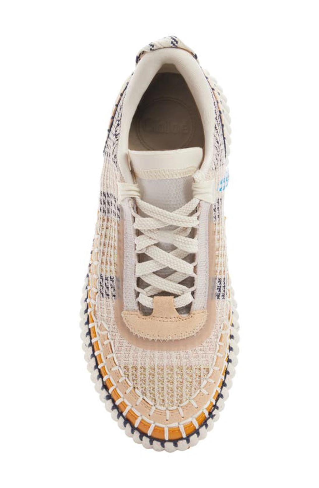 CHLOÉ Nama Embroidered Suede And Recycled-mesh Sneakers In Biscotti Beige Product Image