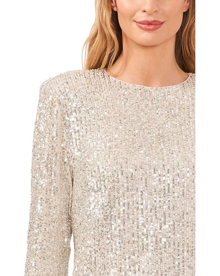 Long Sleeve Sequin Polo Top Product Image