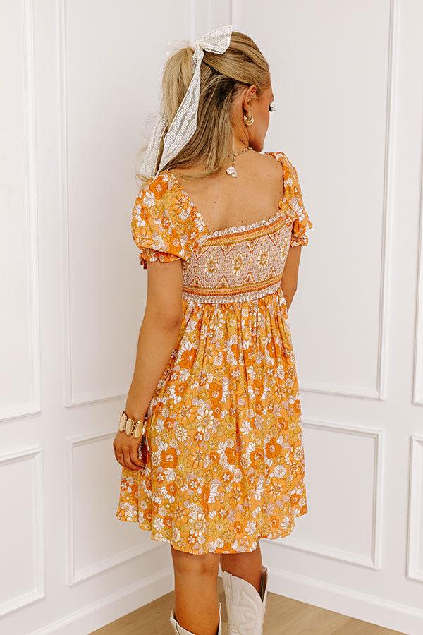 Fan Fav Smocked Floral Mini Dress in Orange Product Image
