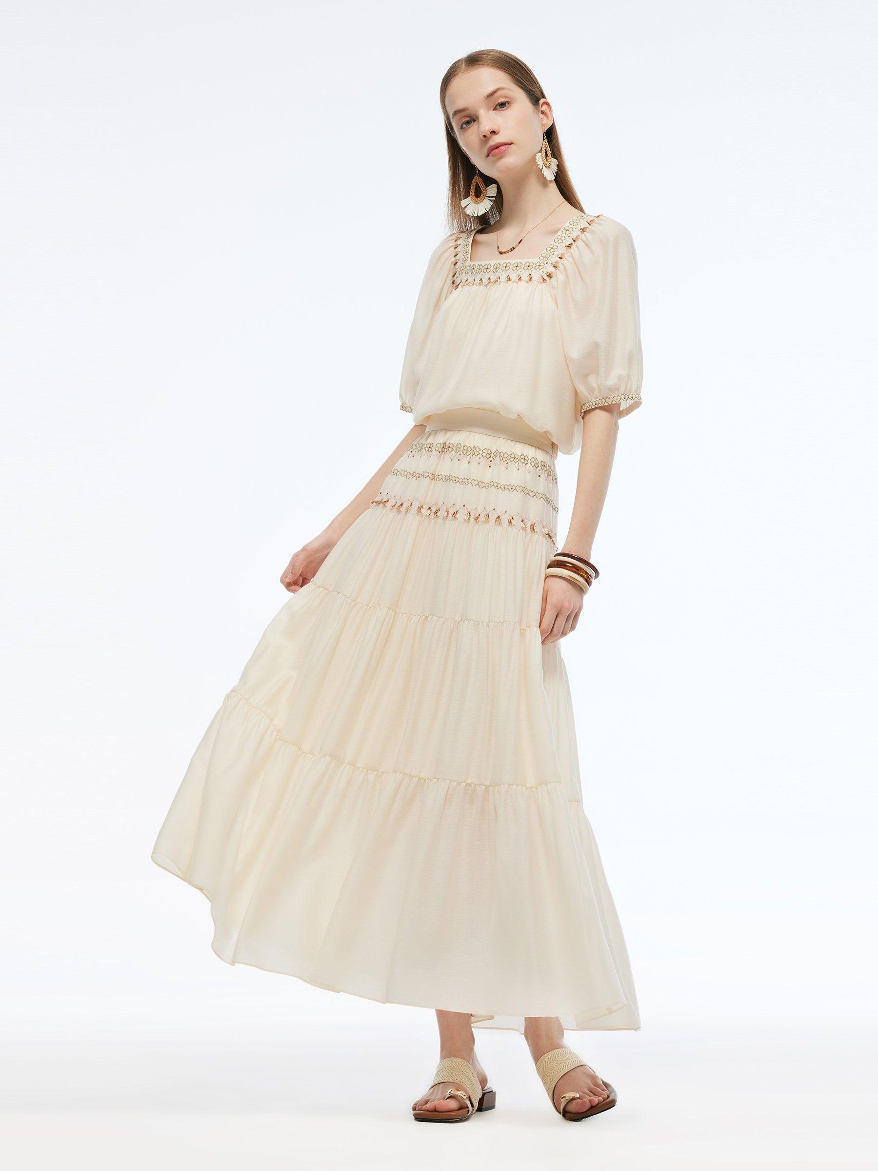 Acetate Blend Women Embroidered Skirt Product Image