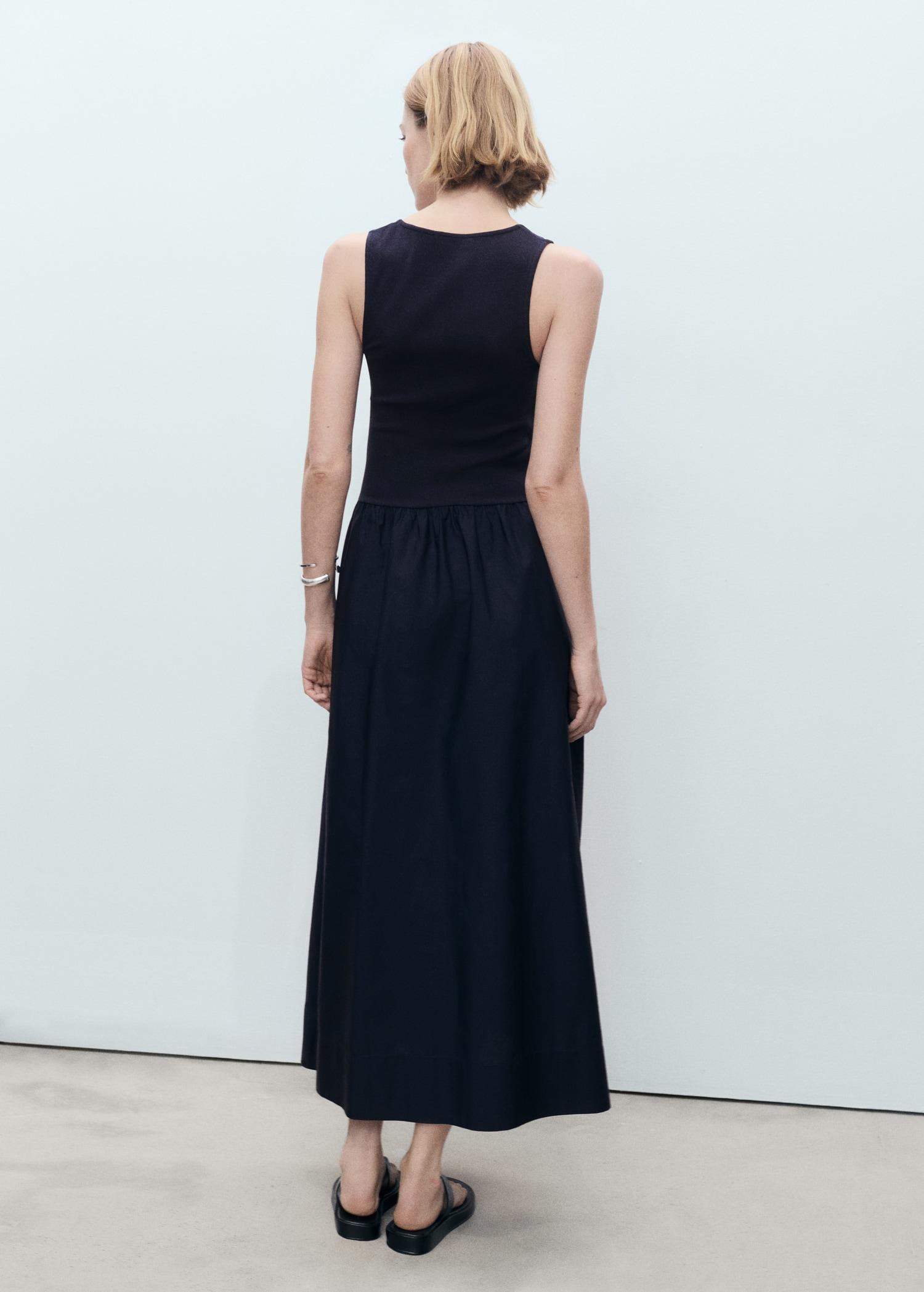 Flared dress in combined fabric - Women | MANGO USA Product Image