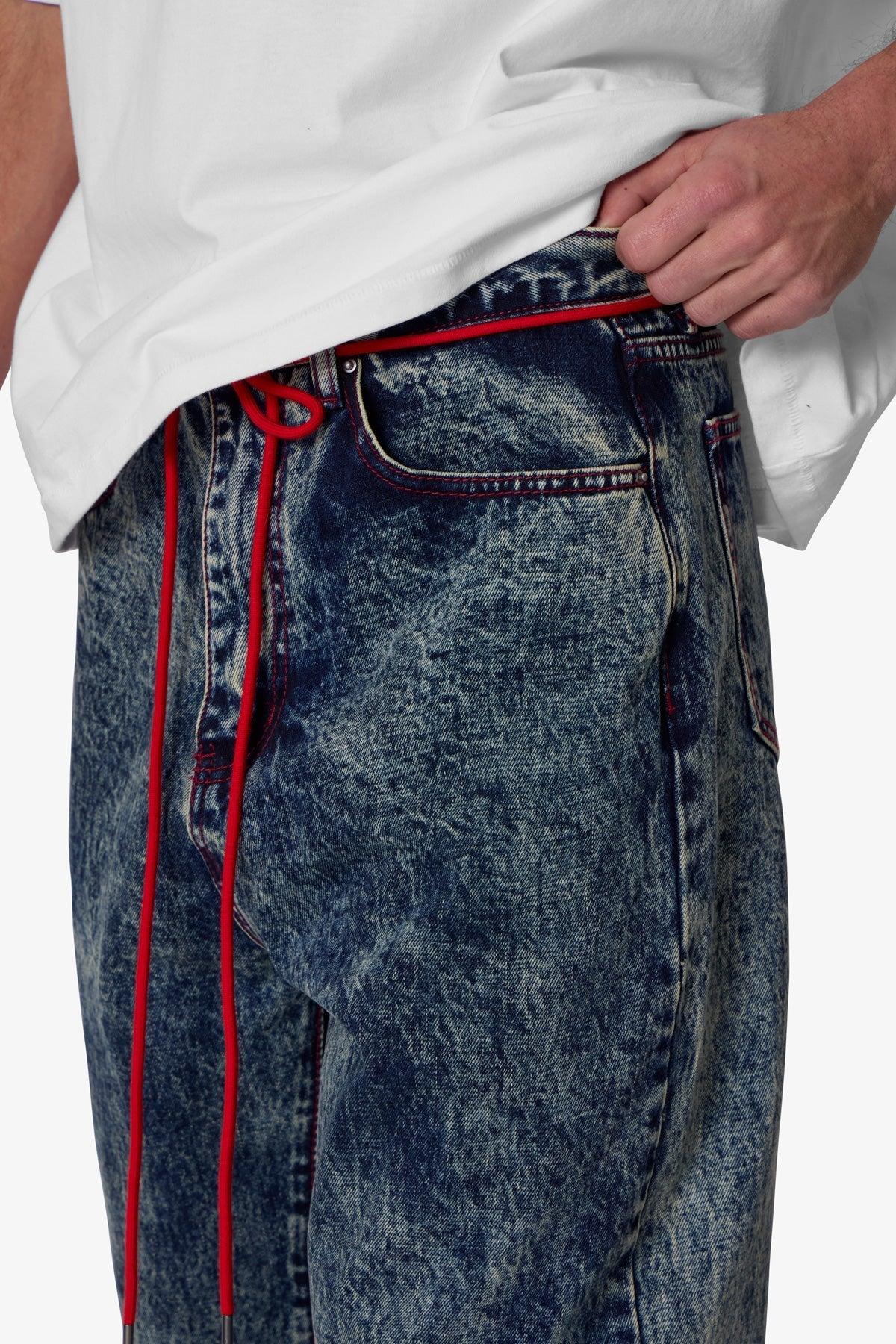 Ultra Baggy Lace Band Denim - Blue Product Image