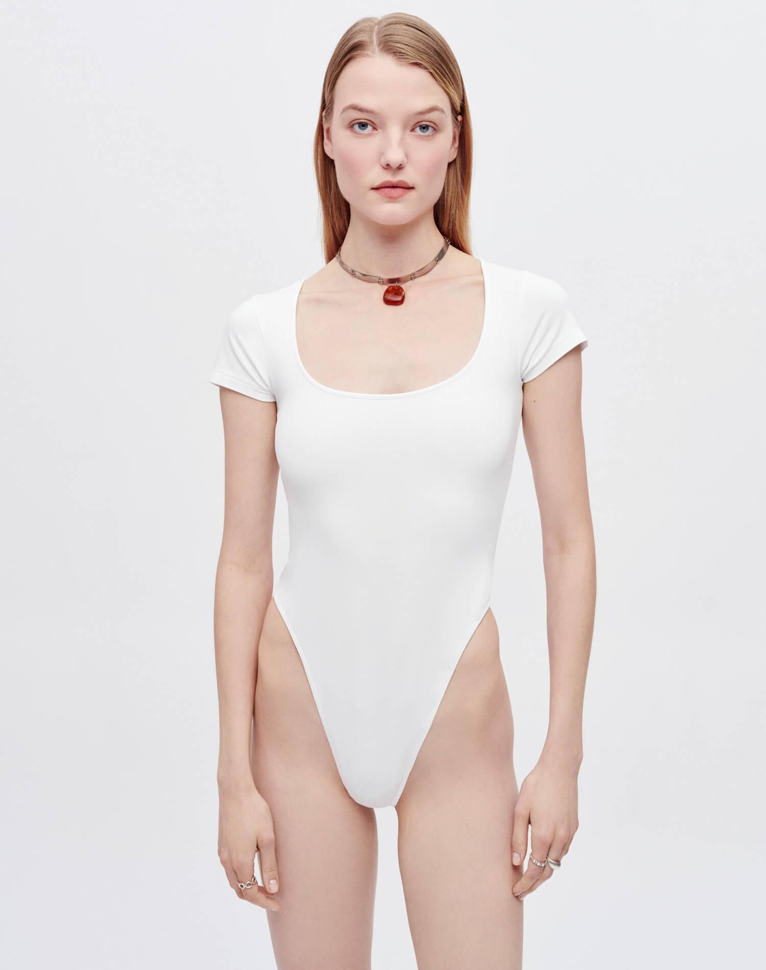 Square Neck Bodysuit - White Product Image