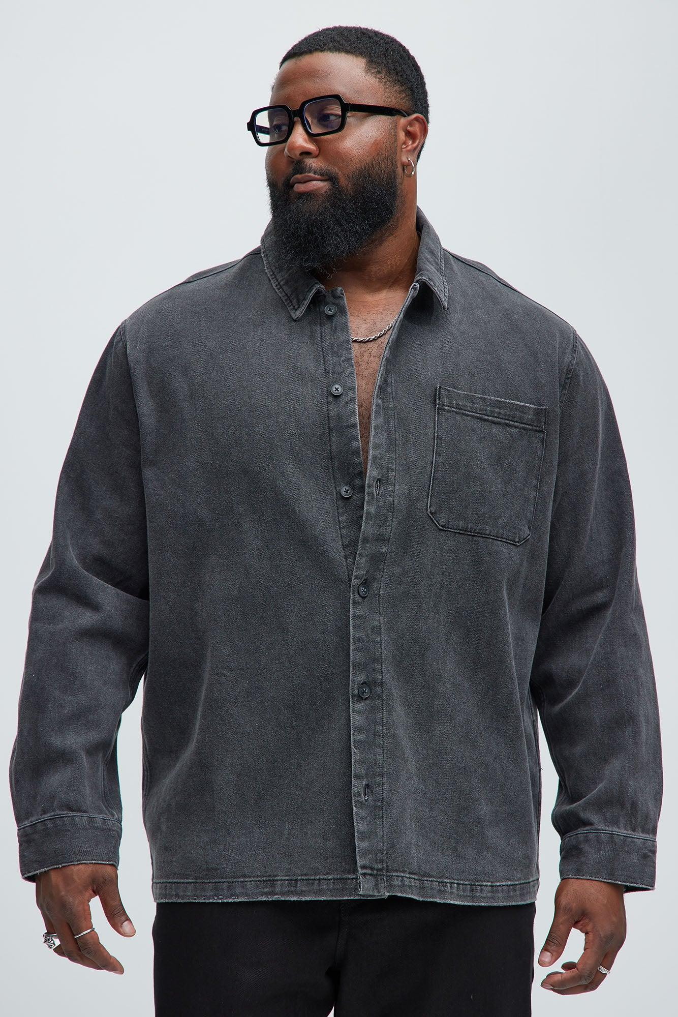 Hatton Denim Button Up Shirt - Black Wash Product Image