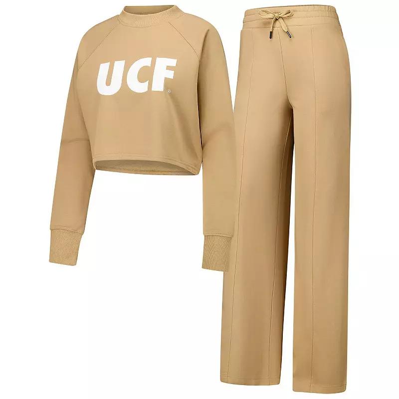 Womens Tan UCF Knights Raglan Cropped Sweatshirt & Sweatpants Set Product Image
