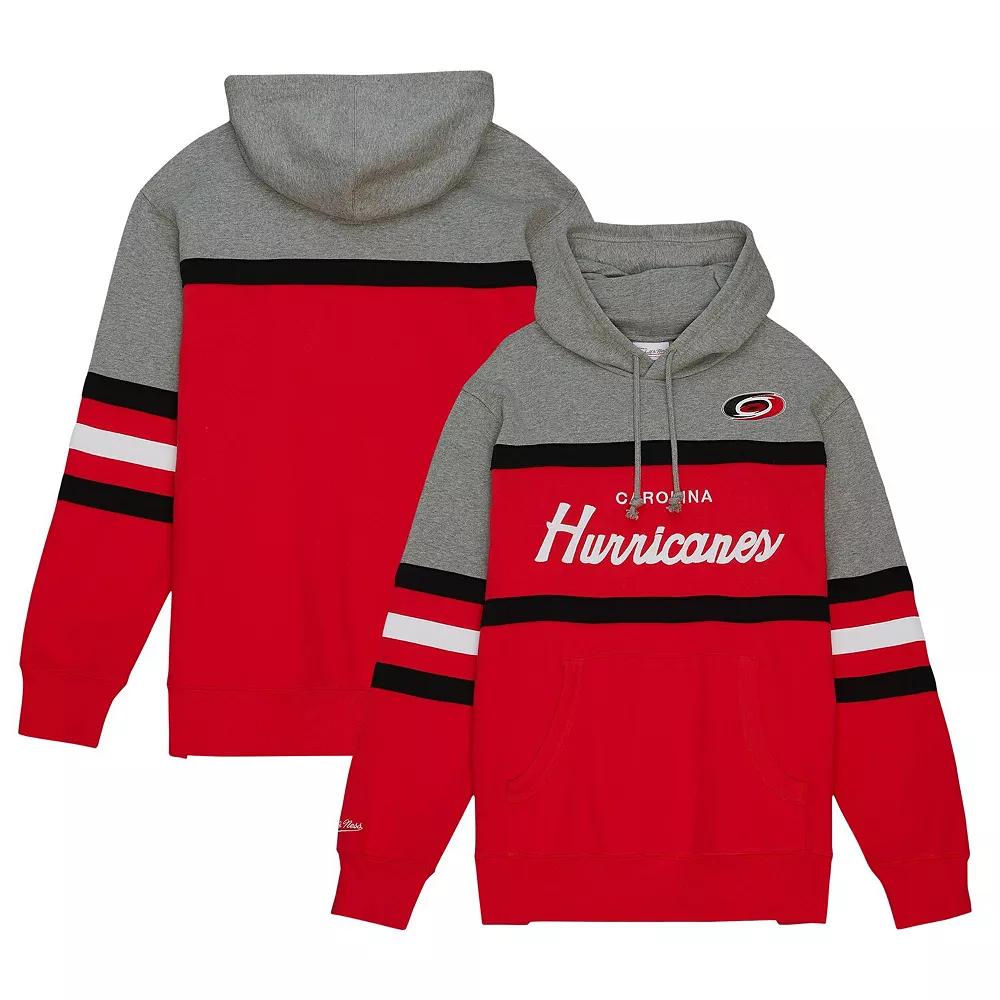 Men's Mitchell & Ness Red/Gray Carolina Hurricanes Head Coach Pullover Hoodie, Size: 2XL Product Image