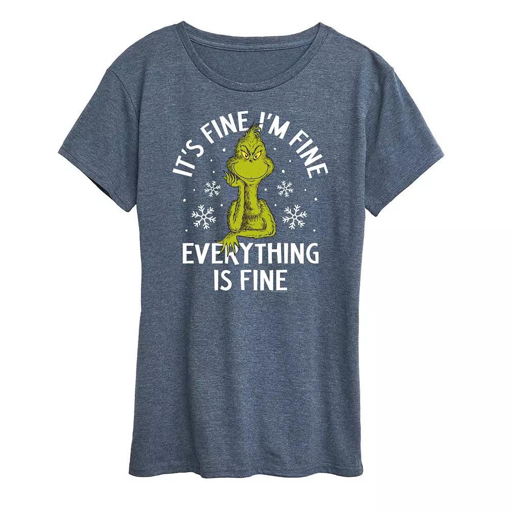 Women's Dr. Seuss Grinch It's Fine I'm Fine Graphic Tee,  Product Image