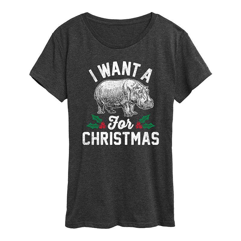 Women's I Want A Hippopotamus Graphic Tee, Girl's,  Product Image