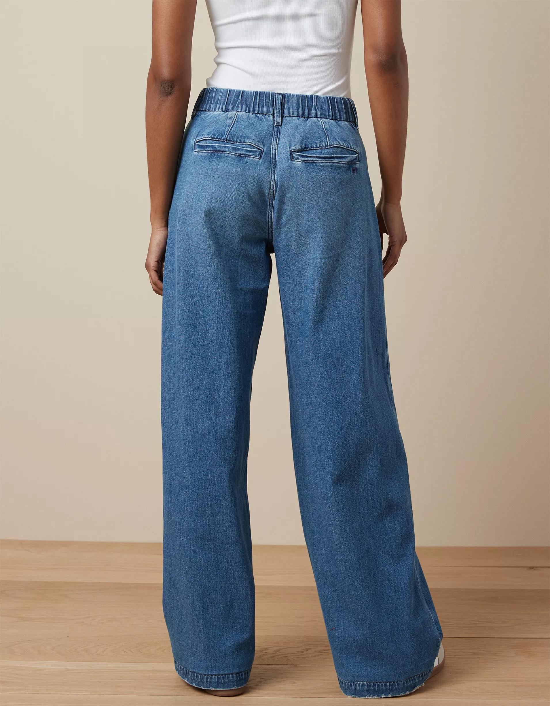 AE Stretch Super High-Waisted Wide-Leg Trouser Jean Product Image
