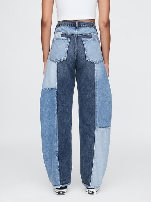 High Rise Patchwork Barrel Jeans Product Image