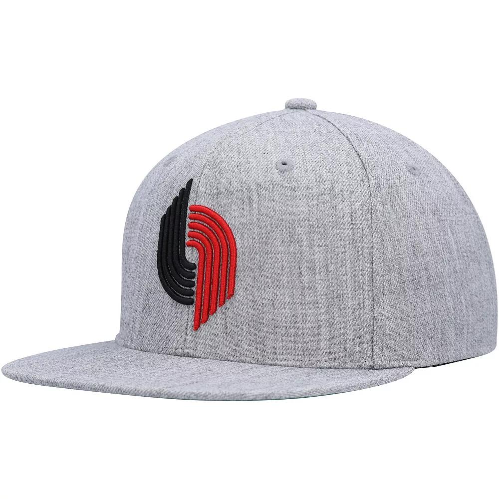 Men's Mitchell & Ness Heather Gray Portland Trail Blazers Hardwood Classics 2.0 Snapback Hat, Grey Product Image