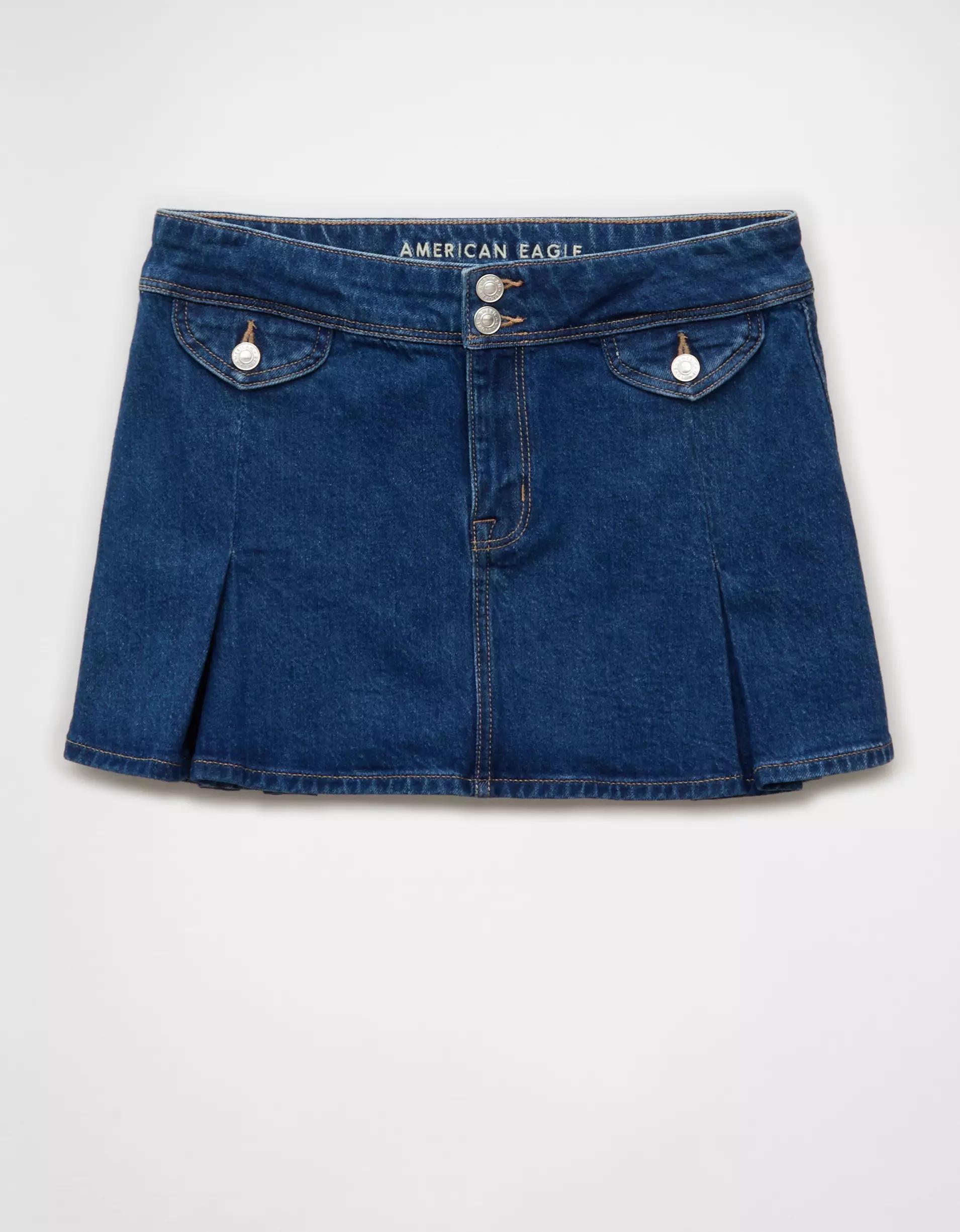 AE Stretch Low-Rise A-Line Pleated Mini Skirt Product Image