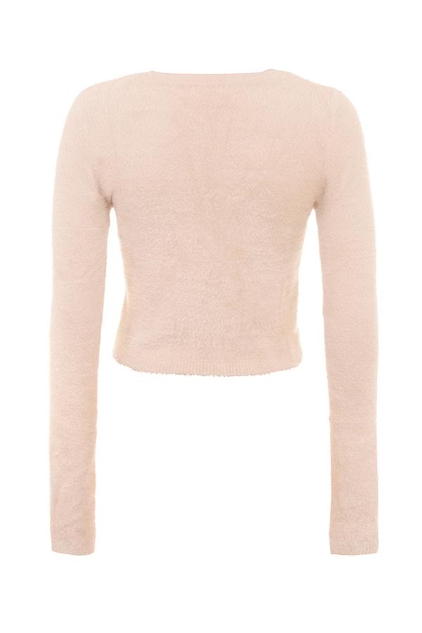 Gene  beige soft fluffy knit cardigan - sale Product Image