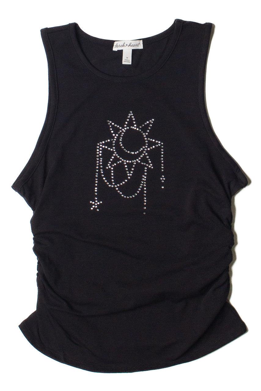 Celestial Rhinestone Side Ruched Tank Product Image