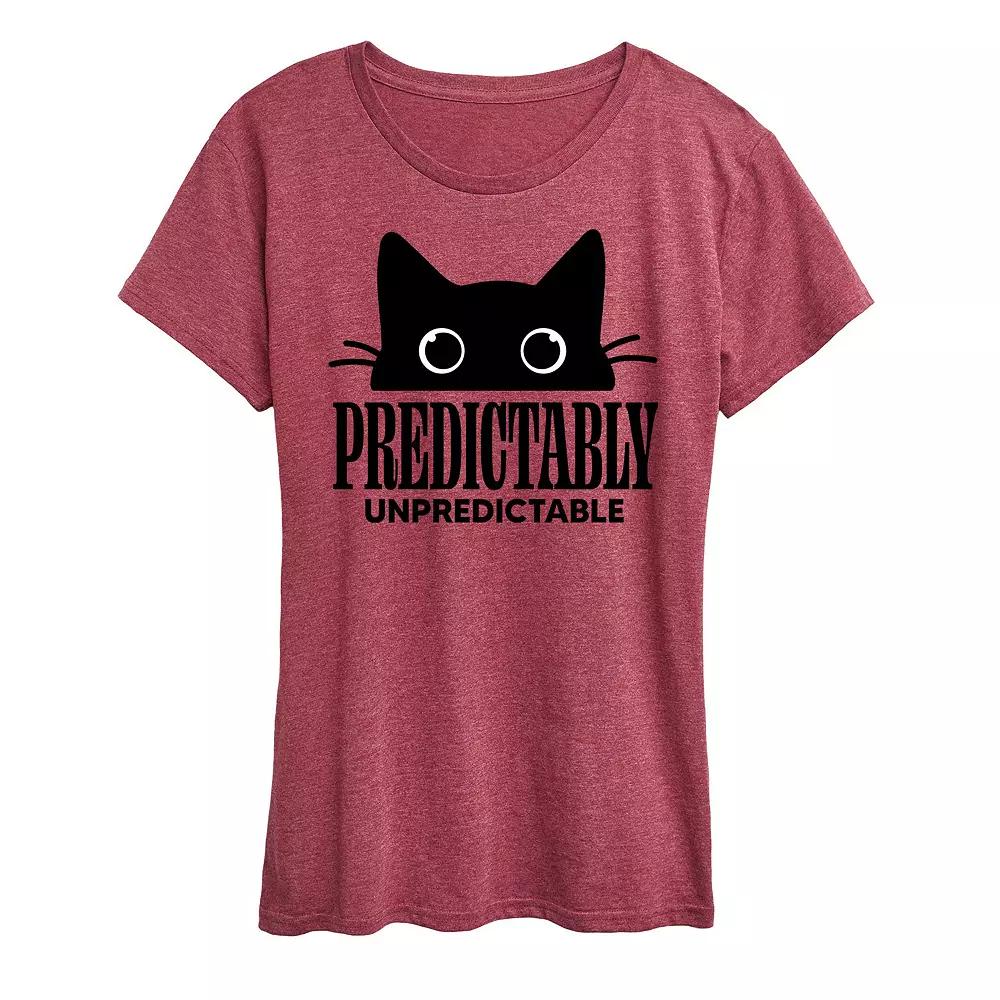 Women's Predictably Unpredictable Cat Graphic Tee, Girl's,  Product Image