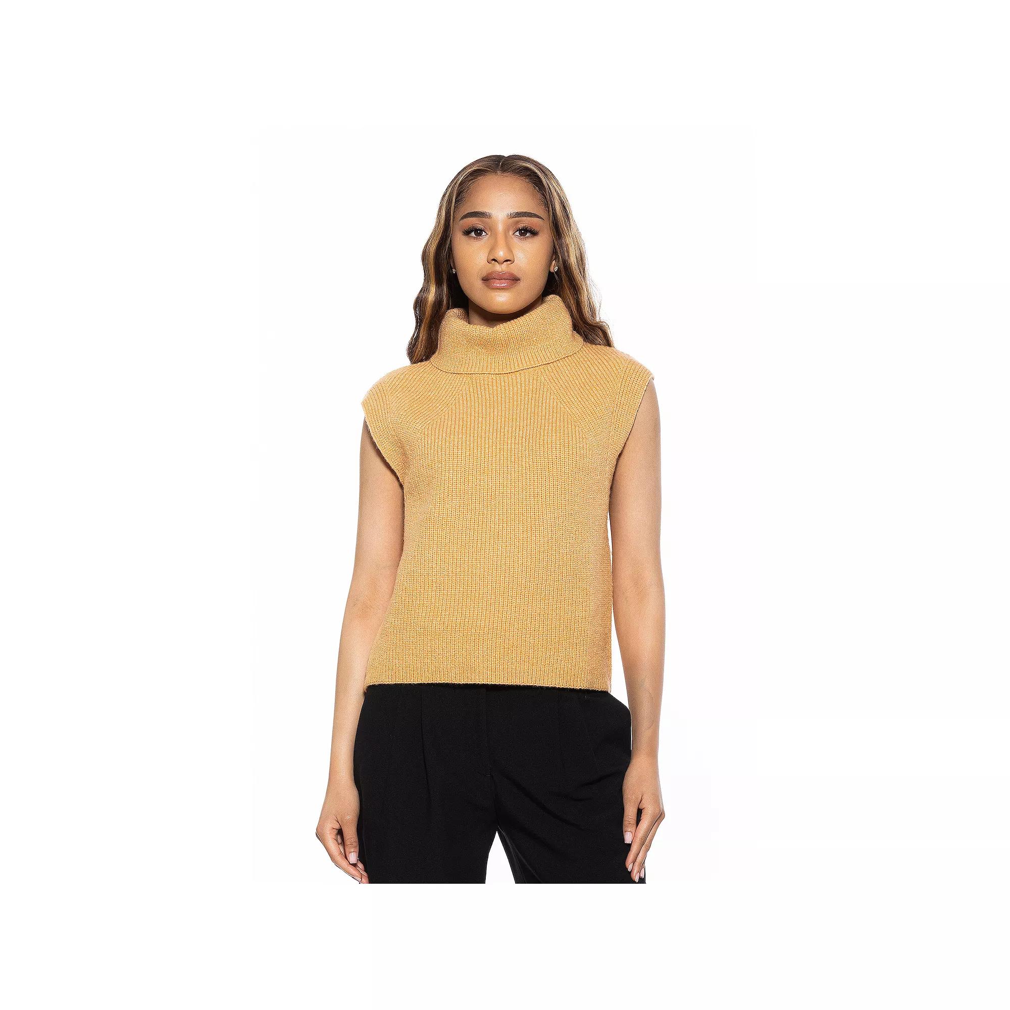 Women's ALEXIA ADMOR Jaylani Ribbed Knit Turtleneck Sweater Vest, Size: XS, Camel Product Image