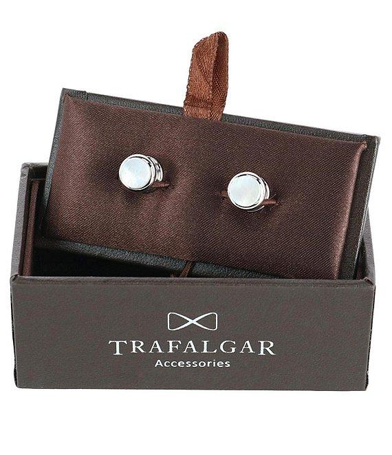 Trafalgar Sutton Mother Of Pearl Rhodium Tuxedo 4-Piece Stud Set Product Image