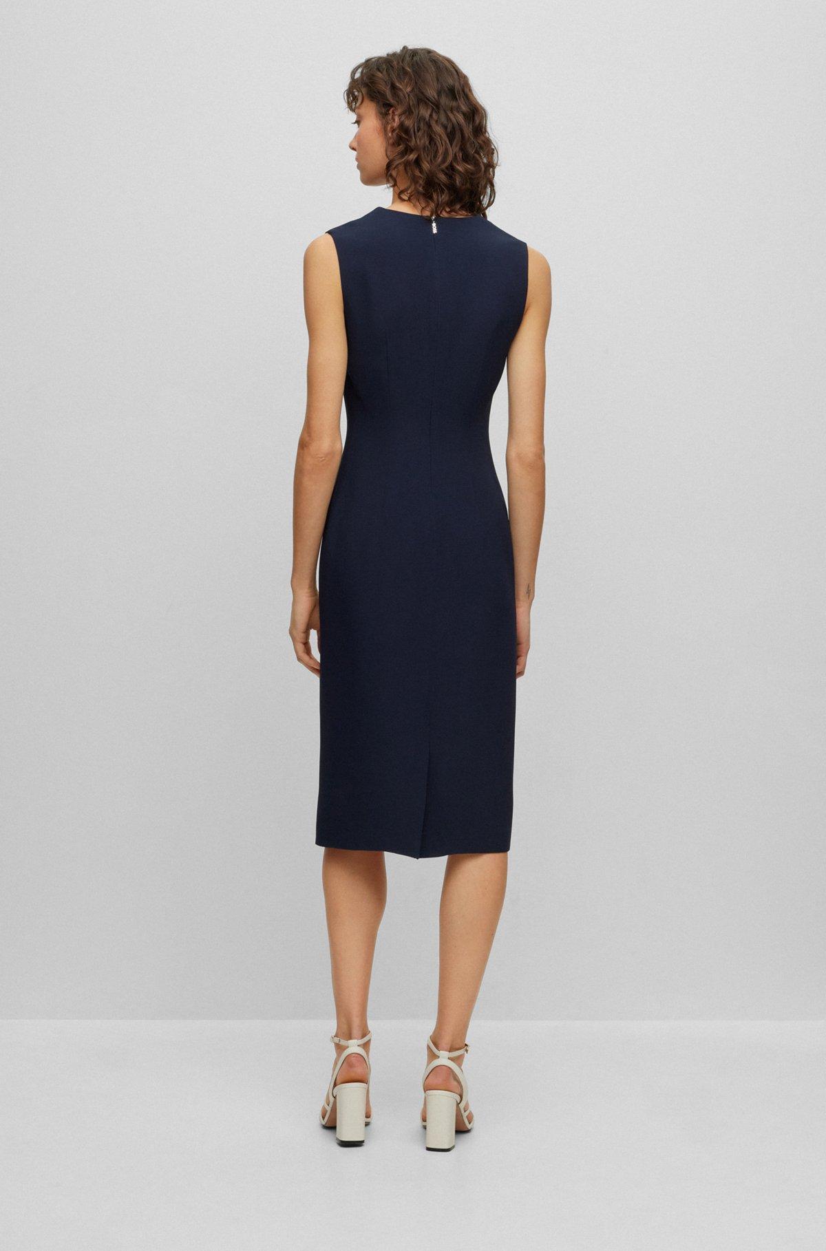 BOSS - Slim-fit business dress with feature neckline  - Dark Blue Product Image
