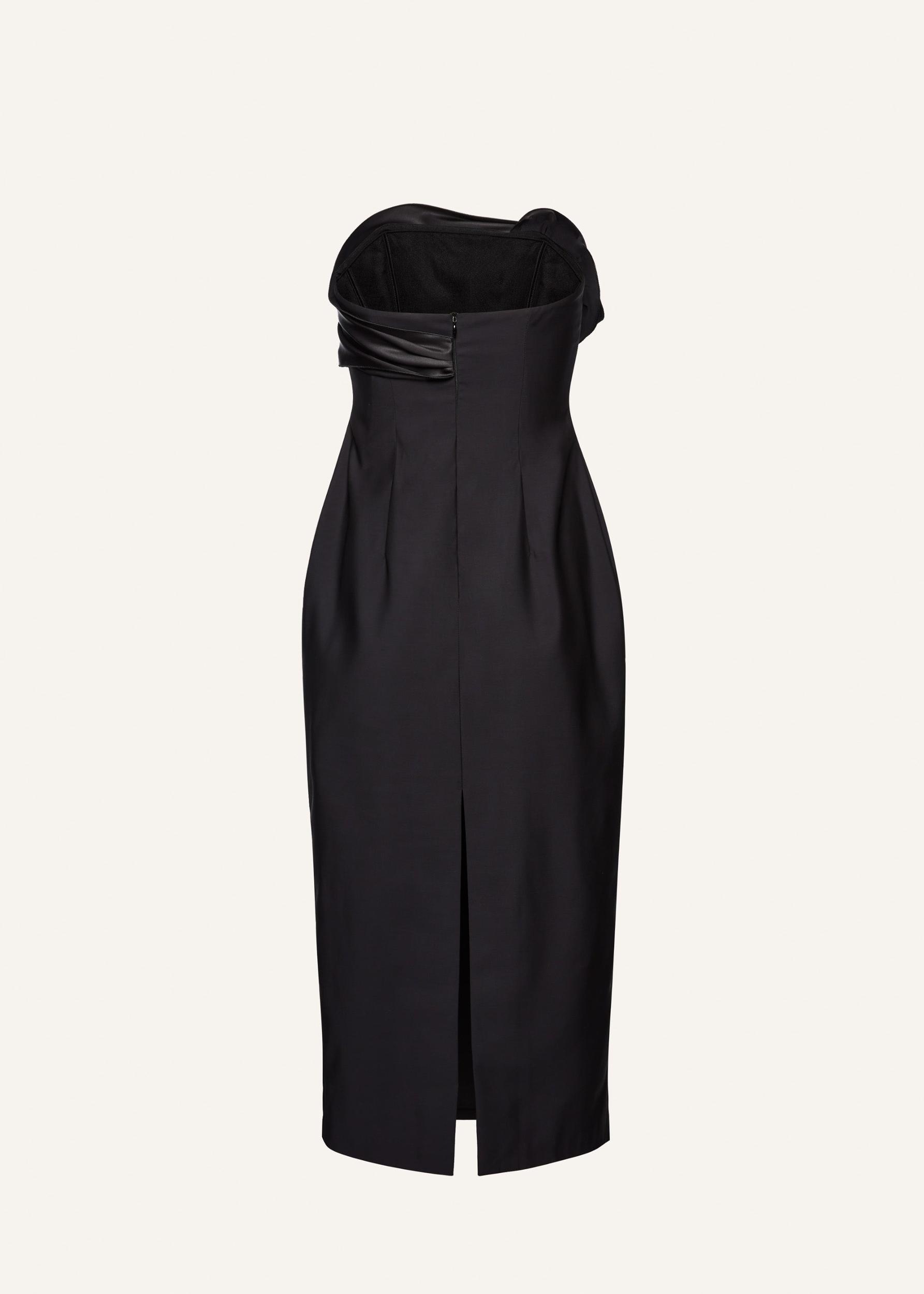 Strapless ruched dress in black Product Image