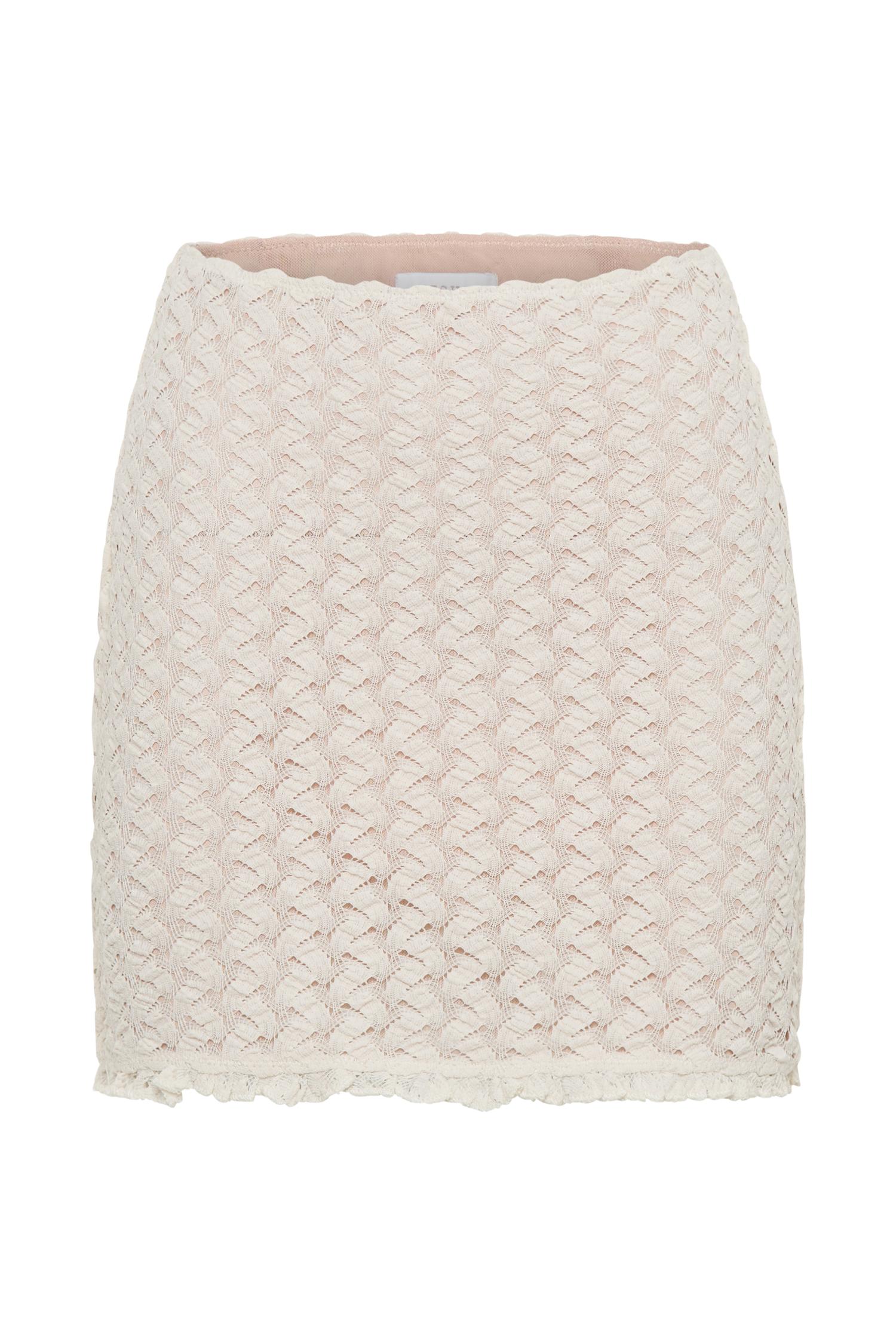 Morgan Mesh And Lace Mini Skirt - Ivory Product Image