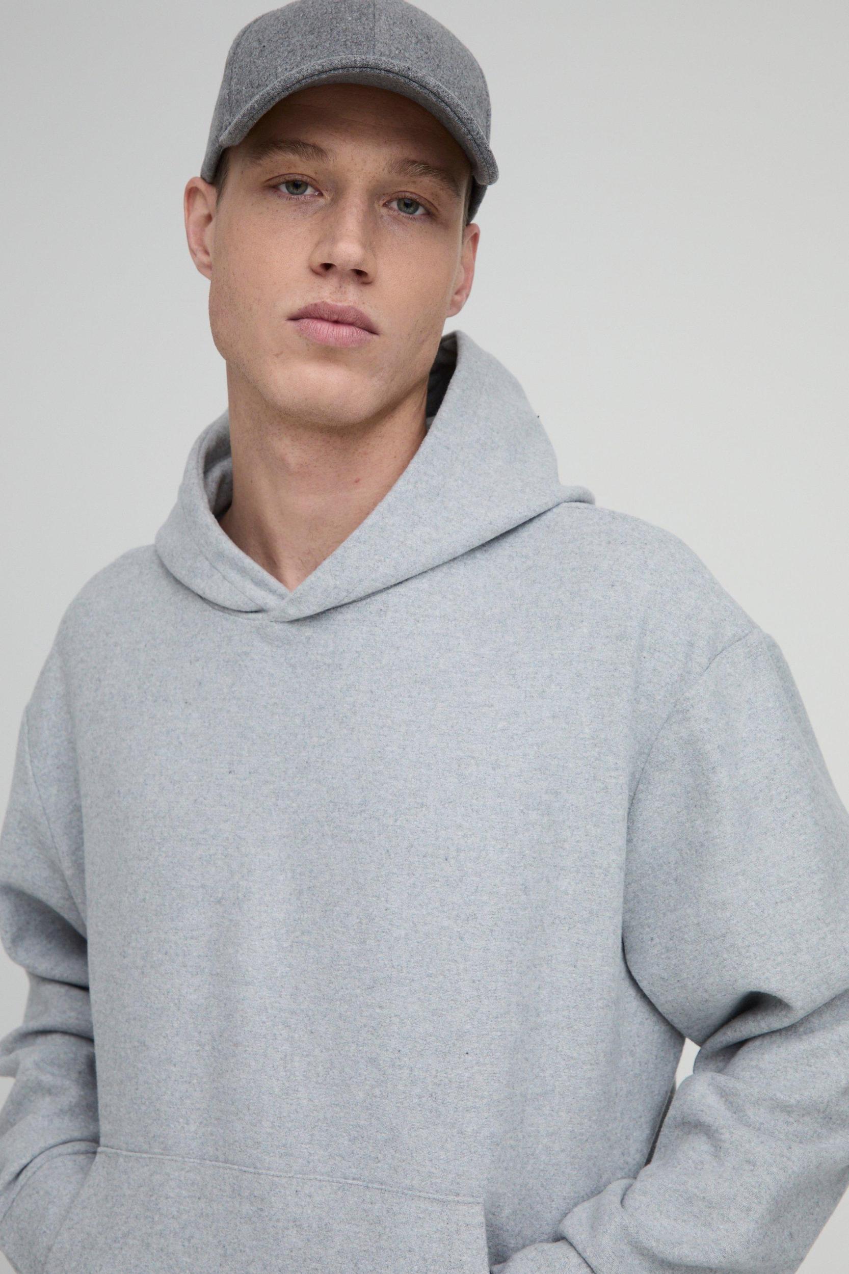 Boxy Wool Look Hoodie | boohooMAN USA Product Image