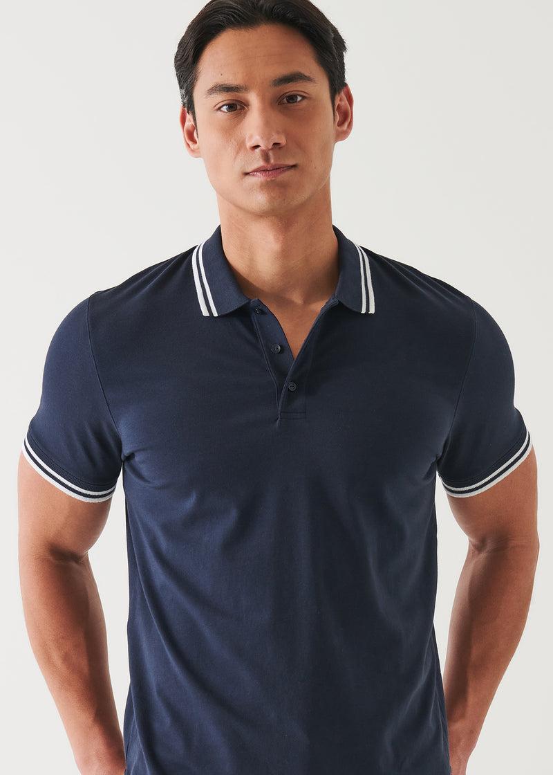 Patrick Assaraf Iconic Tipped Buttoned Polo Product Image