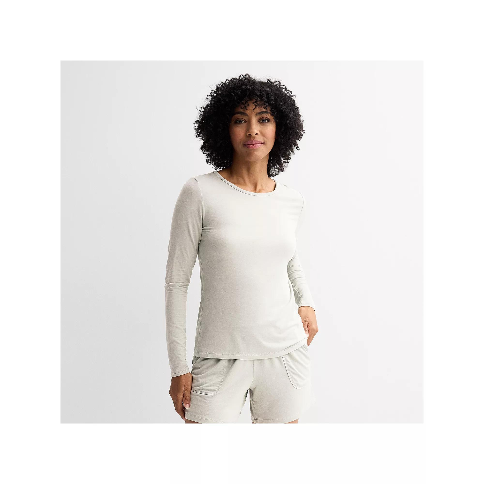 Women's Sonoma Goods For Life® Long Sleeve Sleep T-Shirt, Size: Medium, Ivory Silk Product Image