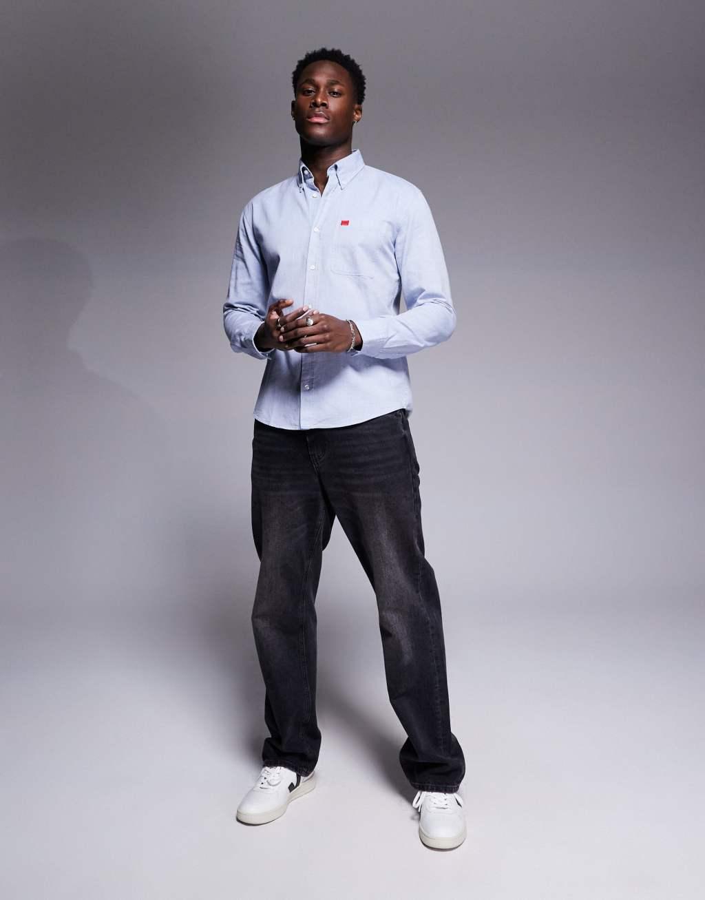 HUGO Red Evito slim fit shirt in blue Product Image