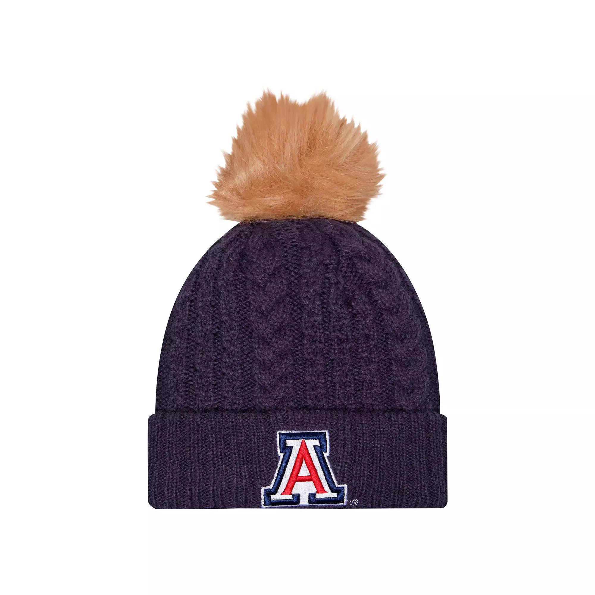 Women's New Era  Navy Arizona Wildcats Luxury��Cuffed Knit Hat with Pom, Blue Product Image