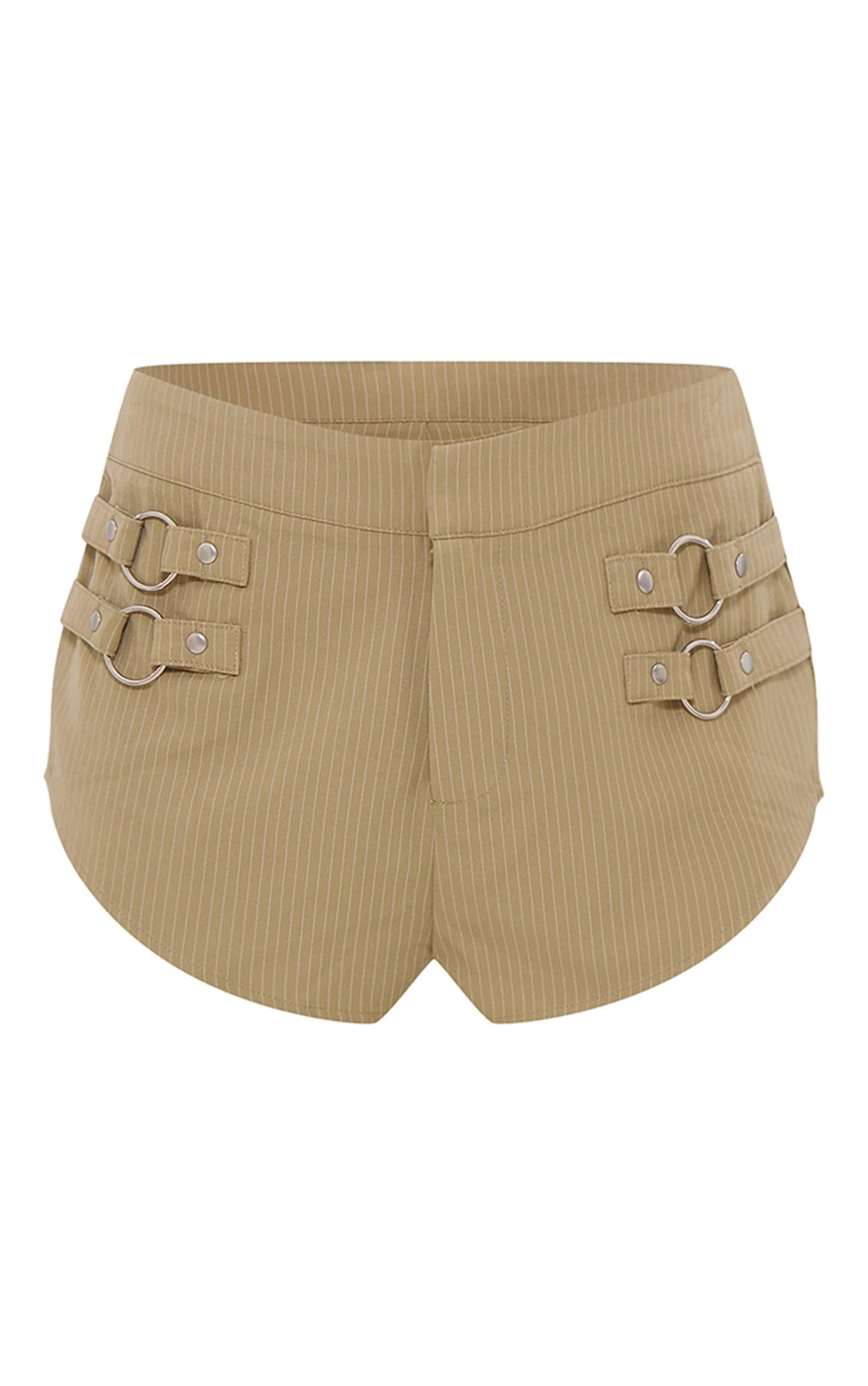 Stone Pinstripe Trim Detail Hot Pants Product Image