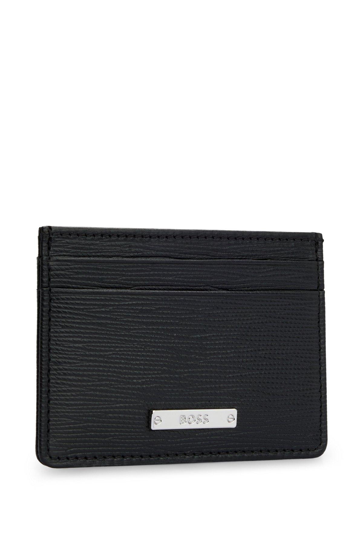Embossed-leather card holder with logo plaque Product Image
