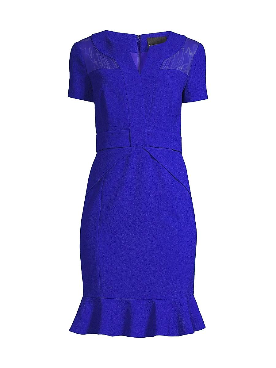 Womens Flounce Crepe & Silk Sheath Dress Product Image