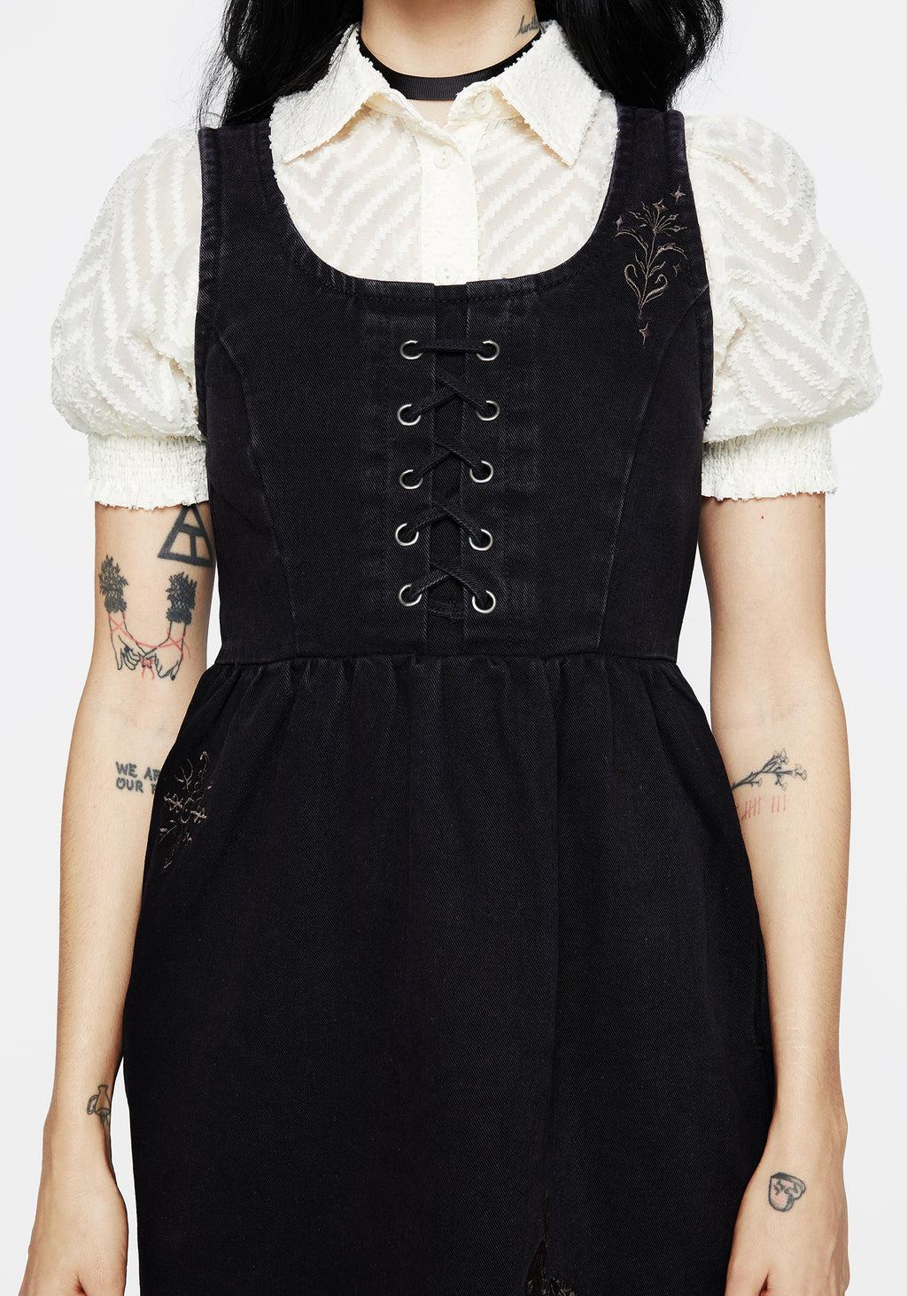 Hester Embroidered Lace Up Corset Mini Dress Product Image