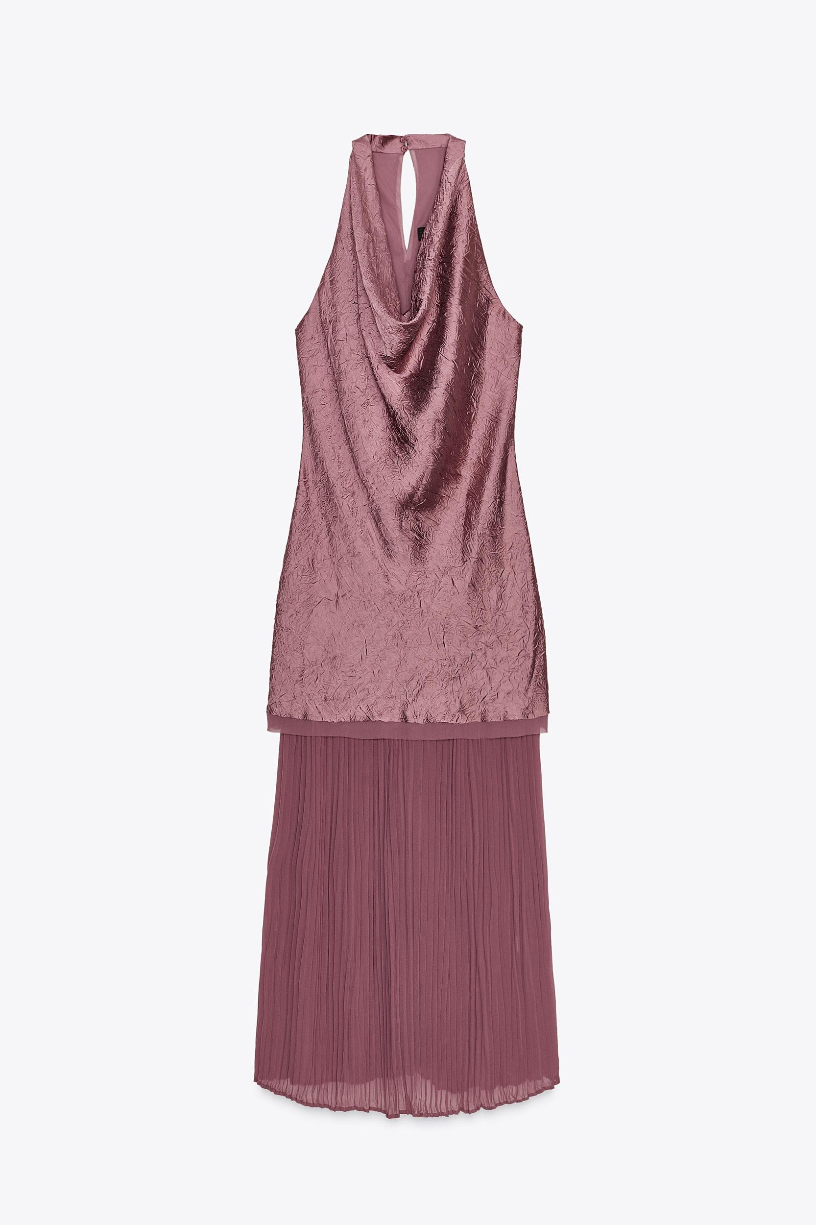PLEATED COMBINATION MIDI DRESS Product Image