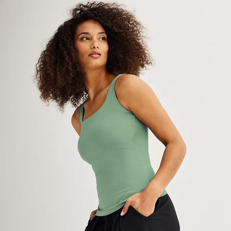 Women's Nine West Sculpt Squareneck Tank Top, Size: Small, Carolina Bay Product Image