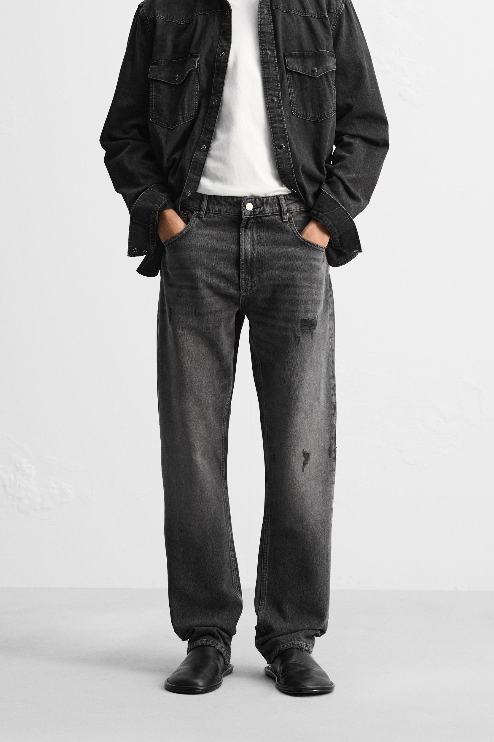 RIPPED STRAIGHT FIT JEANS Product Image