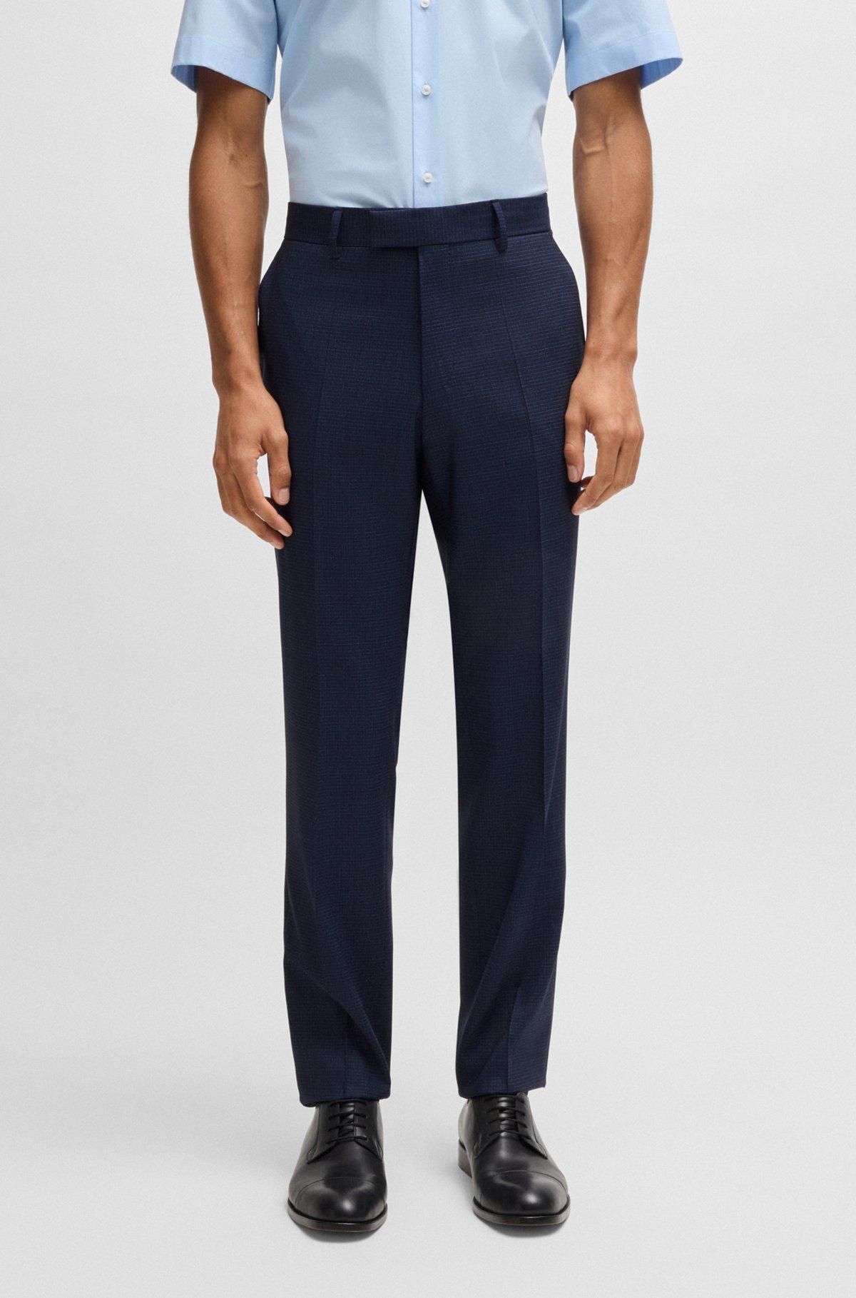 BOSS - Regular-fit three-piece suit in stretch wool - Dark Blue Product Image