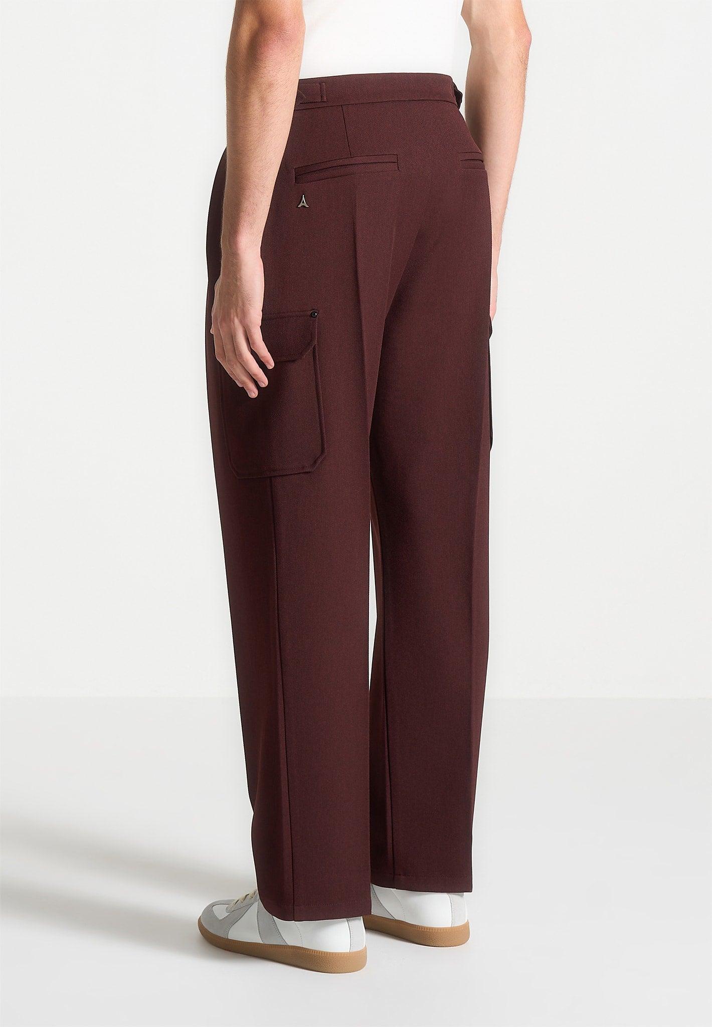 Maurice - Relaxed Fit Twill Pocket Trousers - Wine Red Male Product Image
