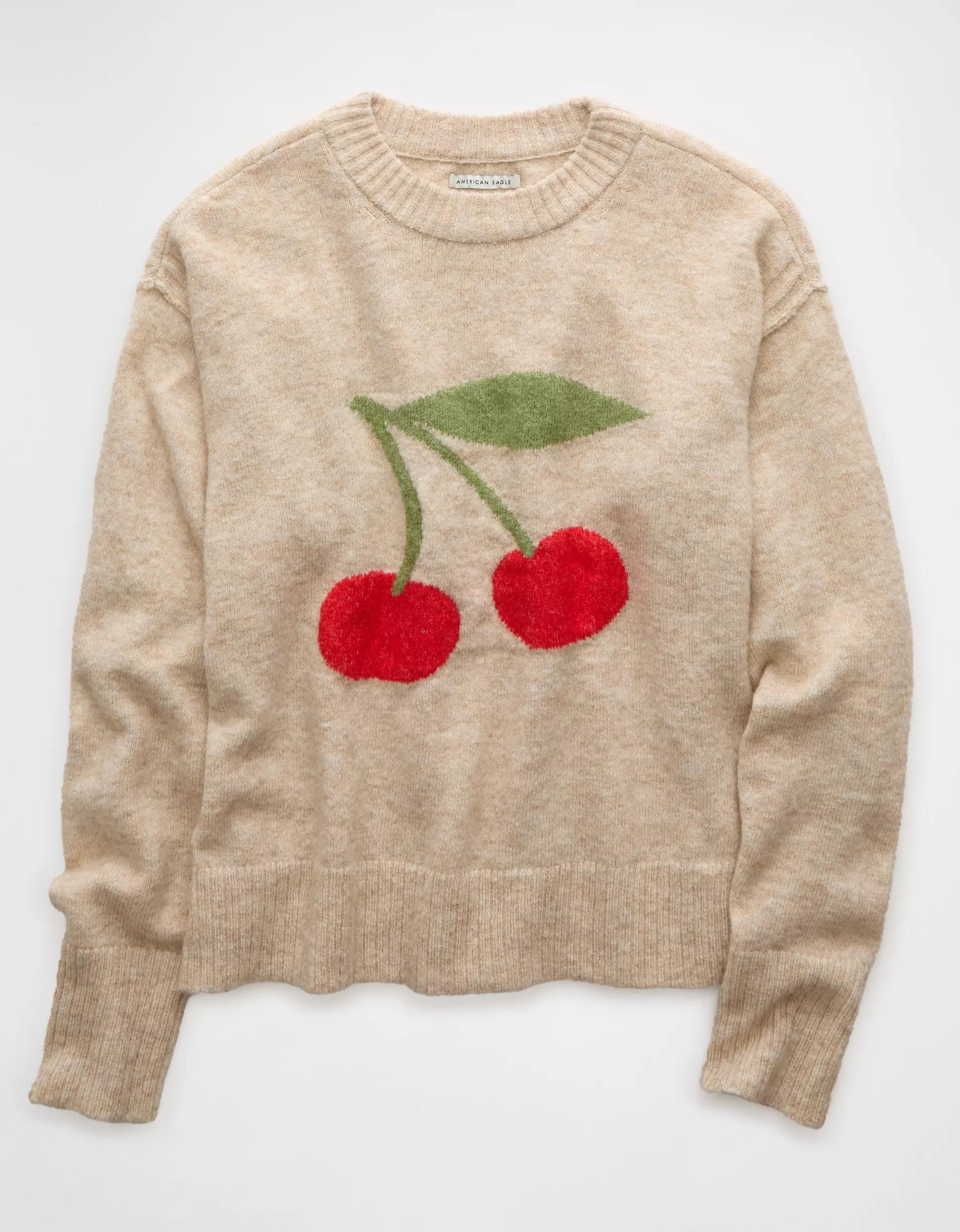 AE Whoa So Soft Cherry Crew Neck Sweater Product Image
