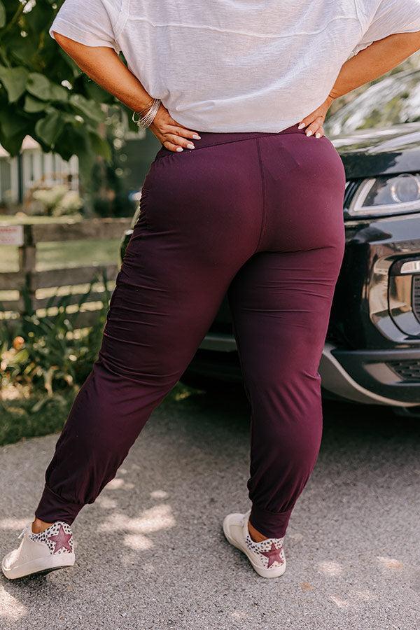 Ivy League Style High Waist Butter Soft Joggers In Royal Plum Curves Product Image
