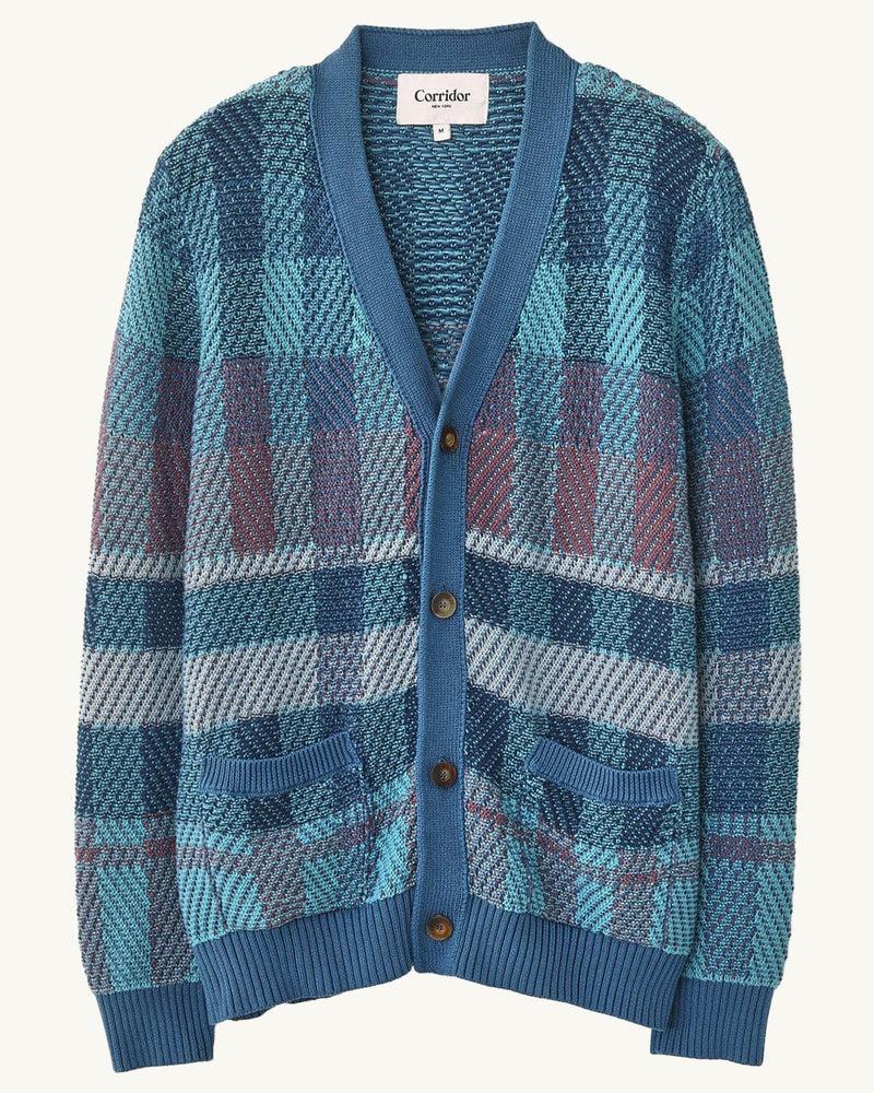 Blow Up Plaid Cardigan - Blue Product Image