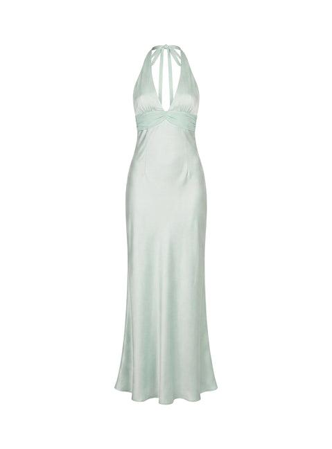 Odyssa Halter Maxi Dress Mint Green Product Image