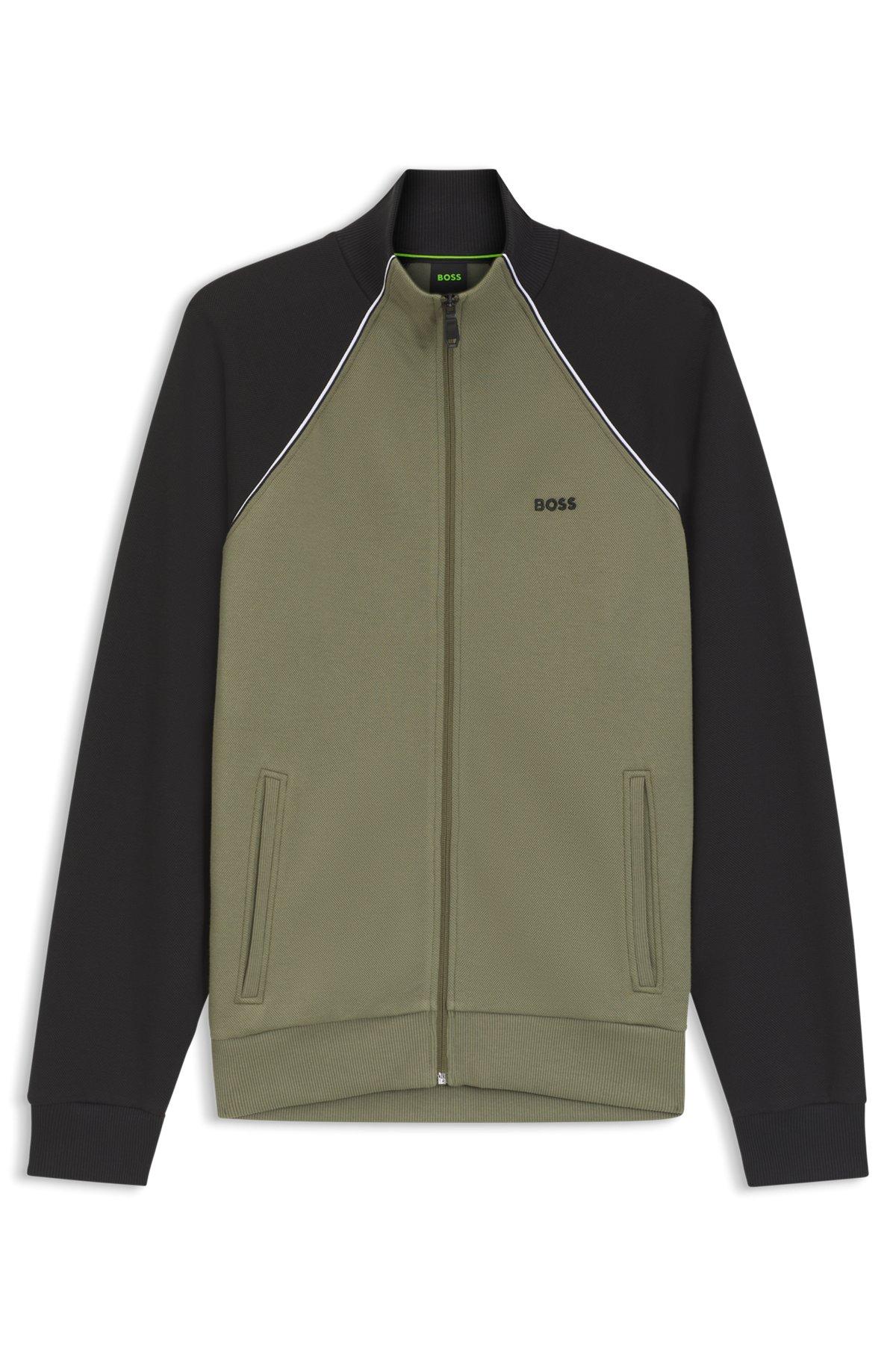 Contrast-piping sweatshirt in a cotton blend Product Image