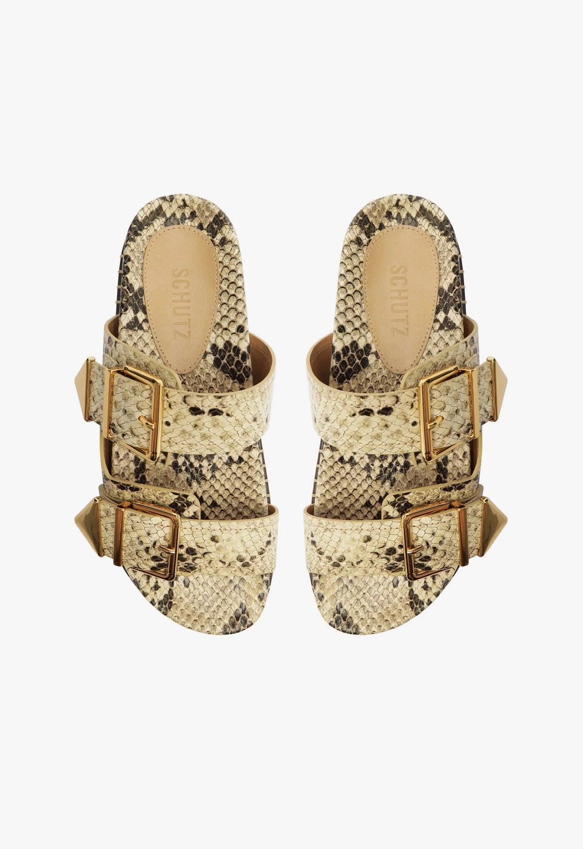 Naomi Sporty Snake-Embossed Leather Sandal Female Product Image
