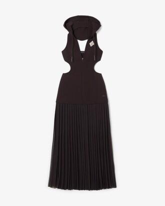 Runway Long Pleated Hooded Dress Product Image