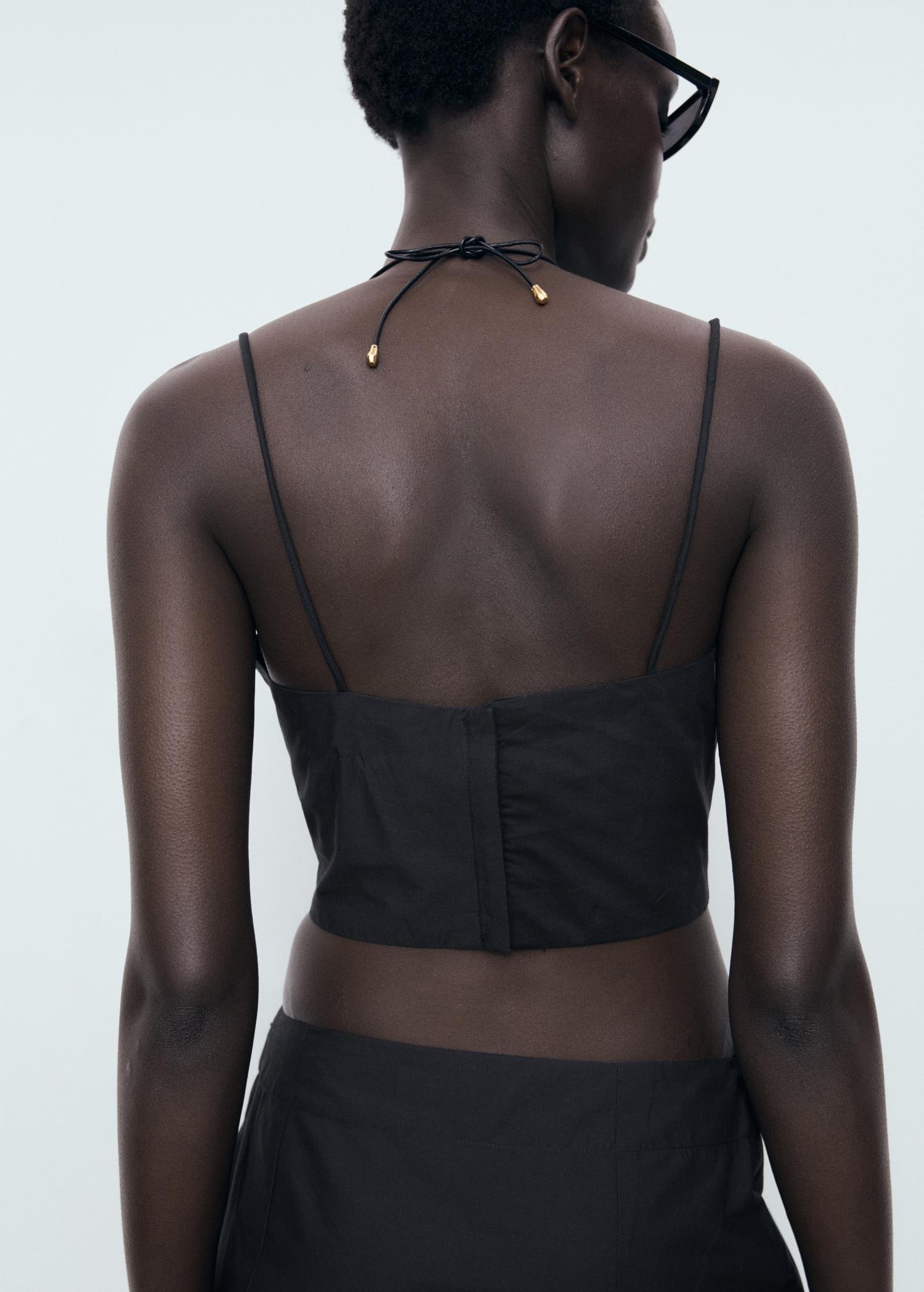 Embroidered crop top - Women | MANGO USA Product Image