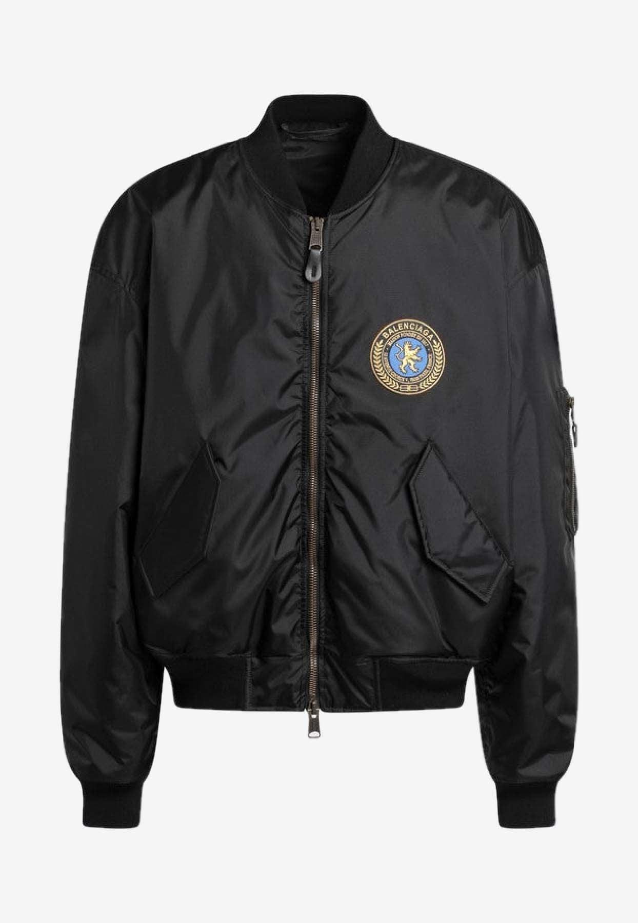 BALENCIAGA Nylon Uniform Merch Large Fit Bomber In Black Product Image